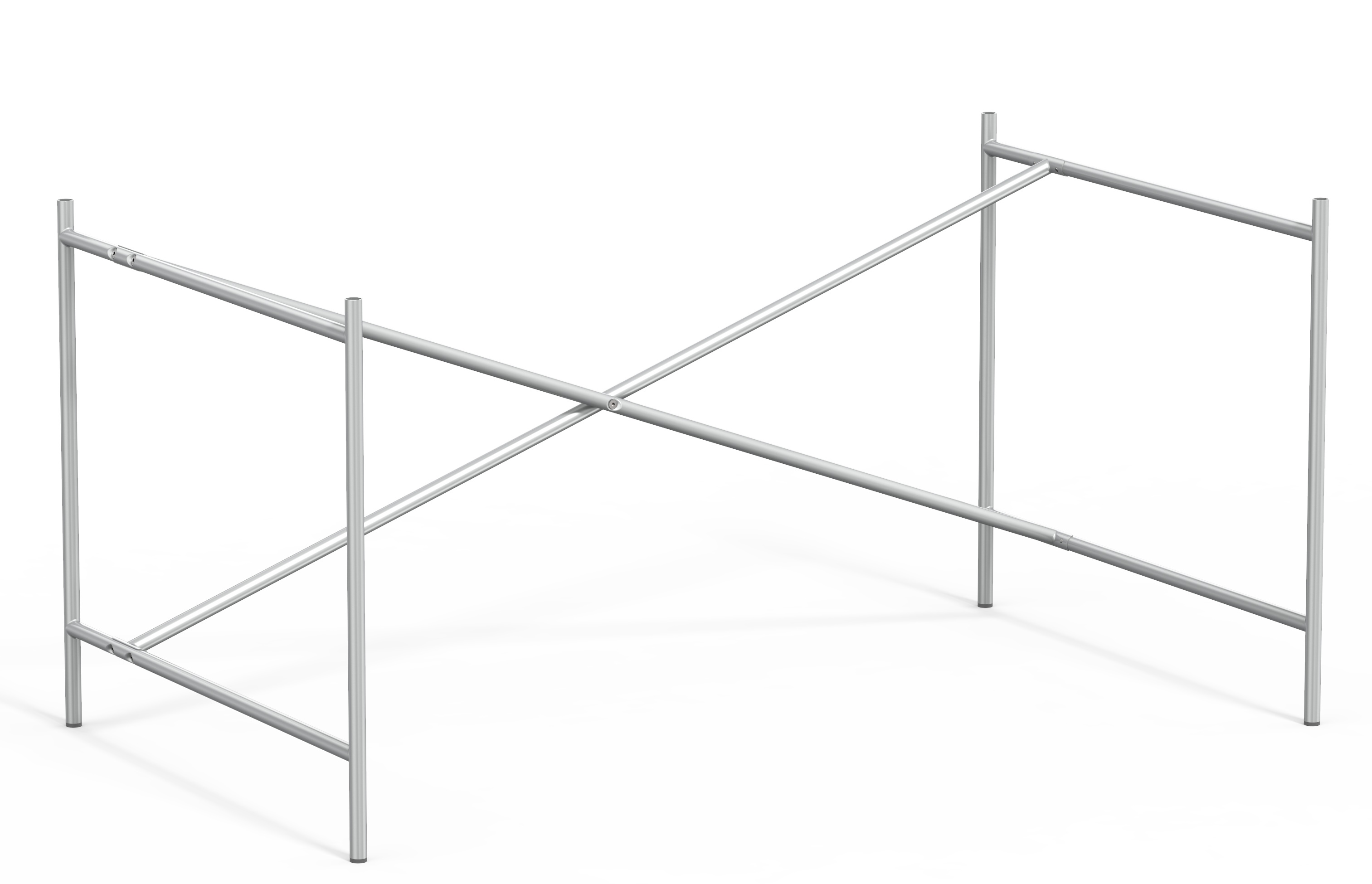 Eiermann Tischgestell von Richard Lampert, silbernes Metall, modernes Design für Schreibtisch oder Esstisch.