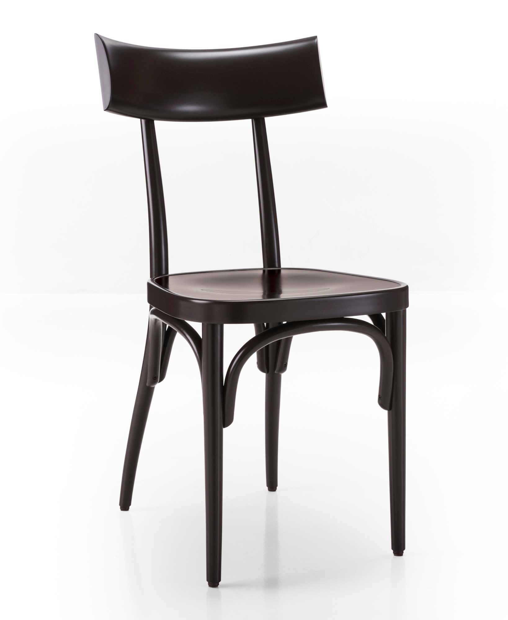 Dunkelbrauner Czech Stuhl von Wiener GTV Design mit gebogener Rückenlehne und Sitzfläche.