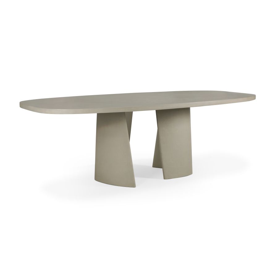 Canyon Outdoor Esstisch aus Beton von Ethnicraft, moderner Gartentisch mit ovaler Tischplatte.