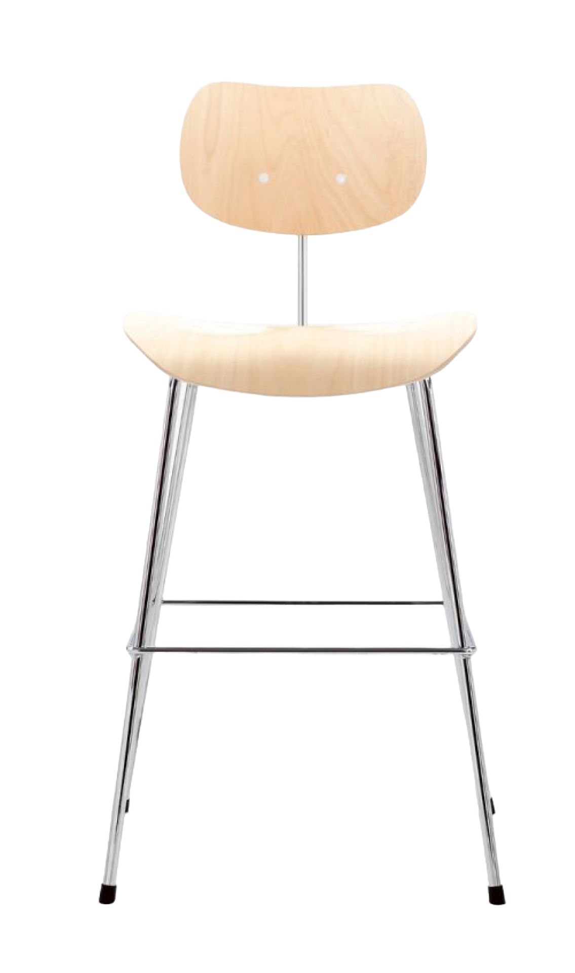 SB 68 Barhocker von Wilde+Spieth: Buche klar lackiert mit verchromtem Gestell. Moderner Design-Barstuhl.