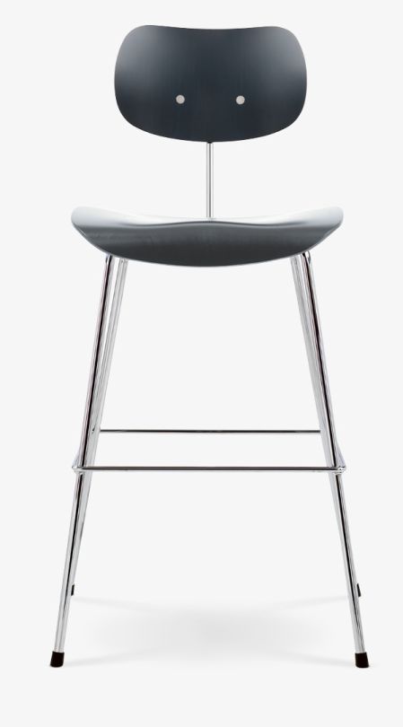 SB 68 Barhocker von Wilde+Spieth, Buche klar lackiert mit verchromtem Gestell, modernes Möbeldesign für Küche und Bar.