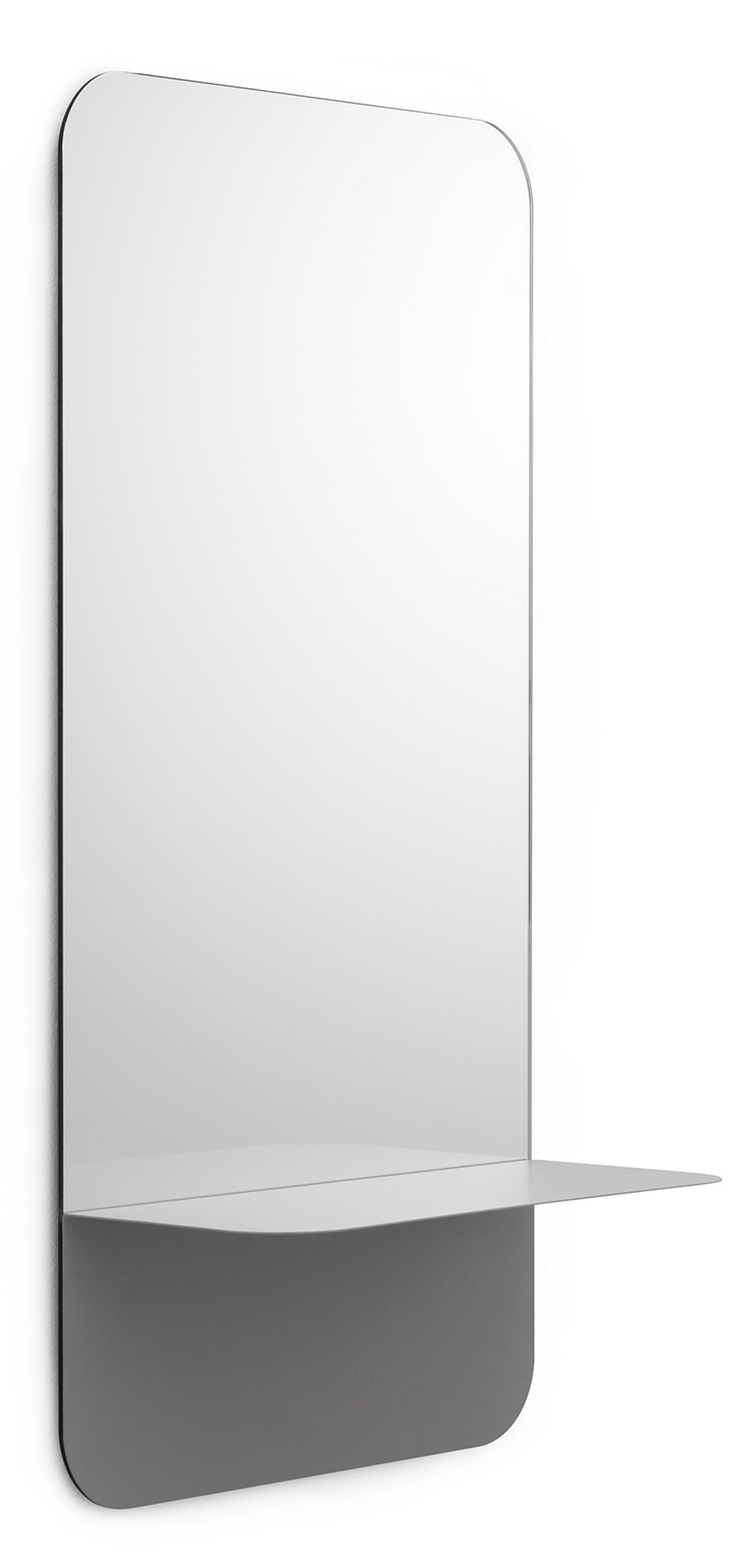 Vertikaler Horizon Spiegel von Normann Copenhagen mit Ablage in Grau, modernes Design.