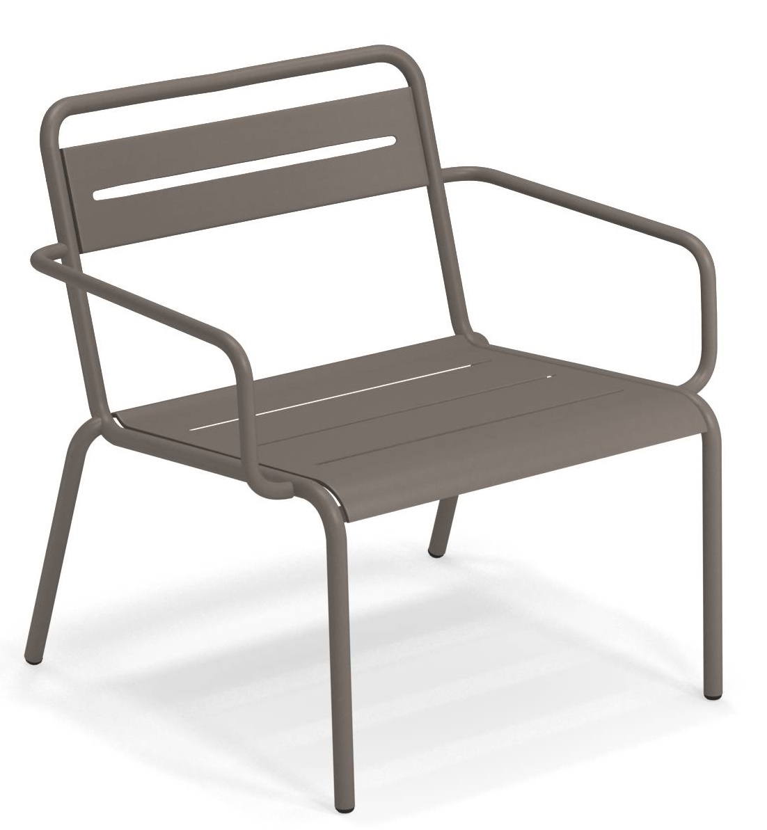 Emu Star Lounge Chair Sessel für den Außenbereich, moderner Gartensessel aus Metall in Taupe.