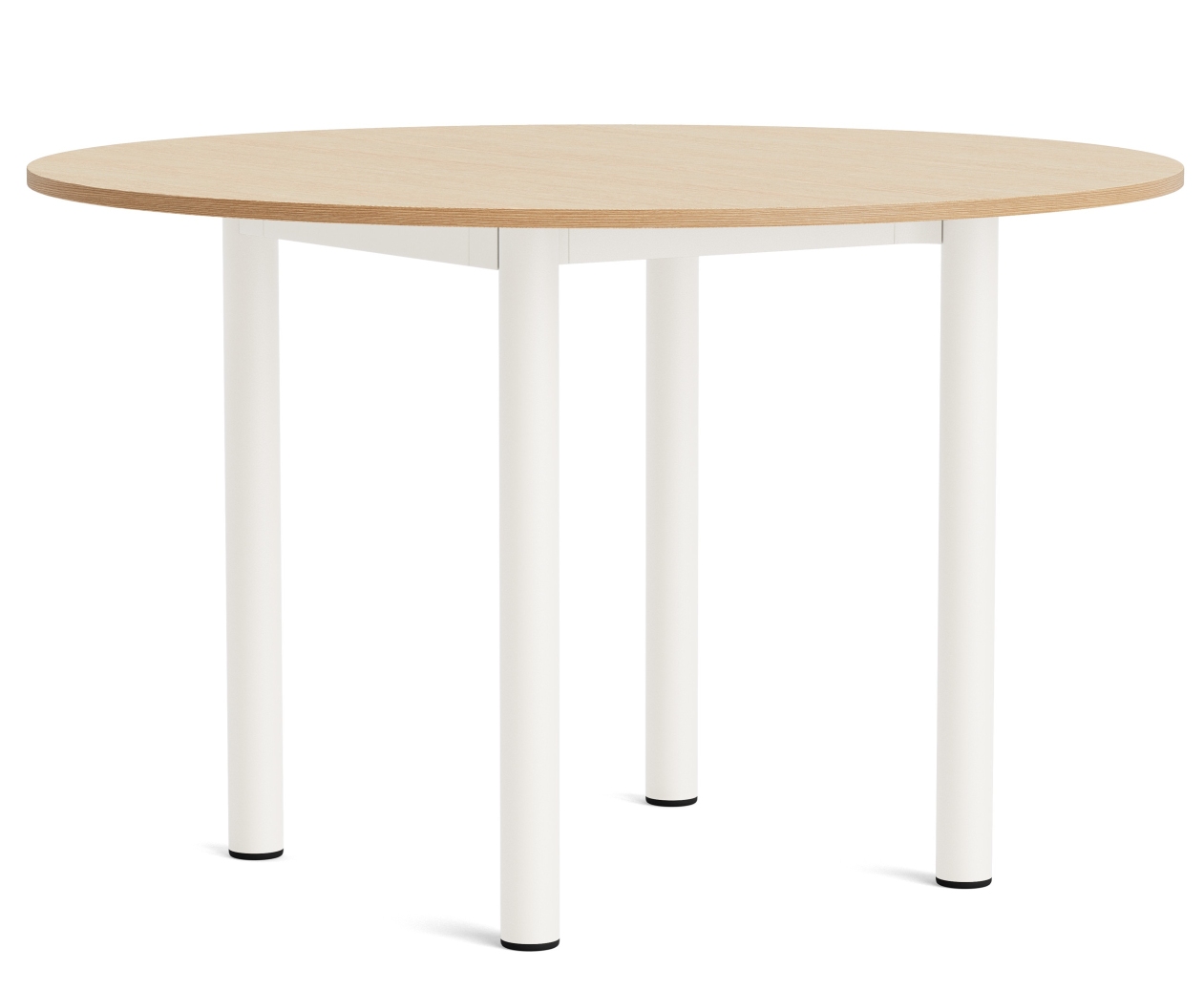 Annex Table Round Esstisch von Hay mit heller Tischplatte und weißen Beinen für Esszimmer.