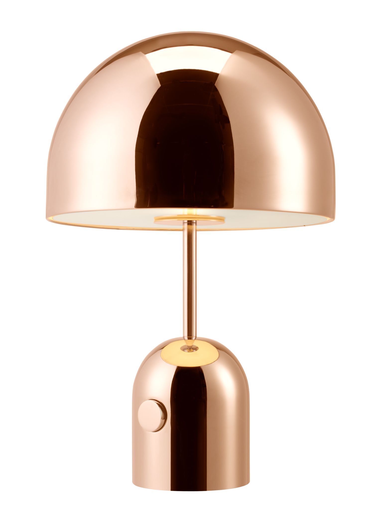 Bell Tischleuchte LED Kupfer von Tom Dixon: Elegante, moderne Lampe mit glänzendem Kupferschirm.
