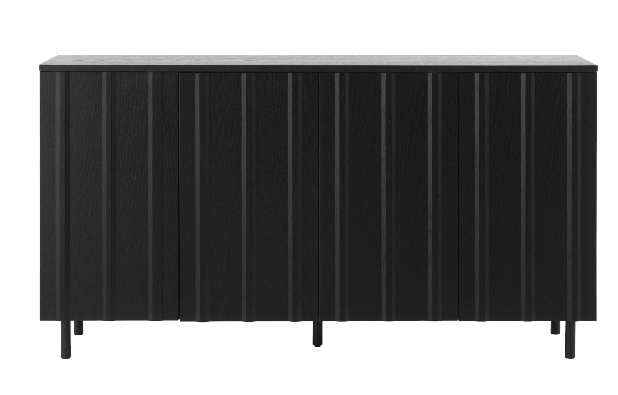 Schwarzes Normann Copenhagen Rib Sideboard mit gerippten Türen und minimalistischem Design für modernes Wohnzimmer.