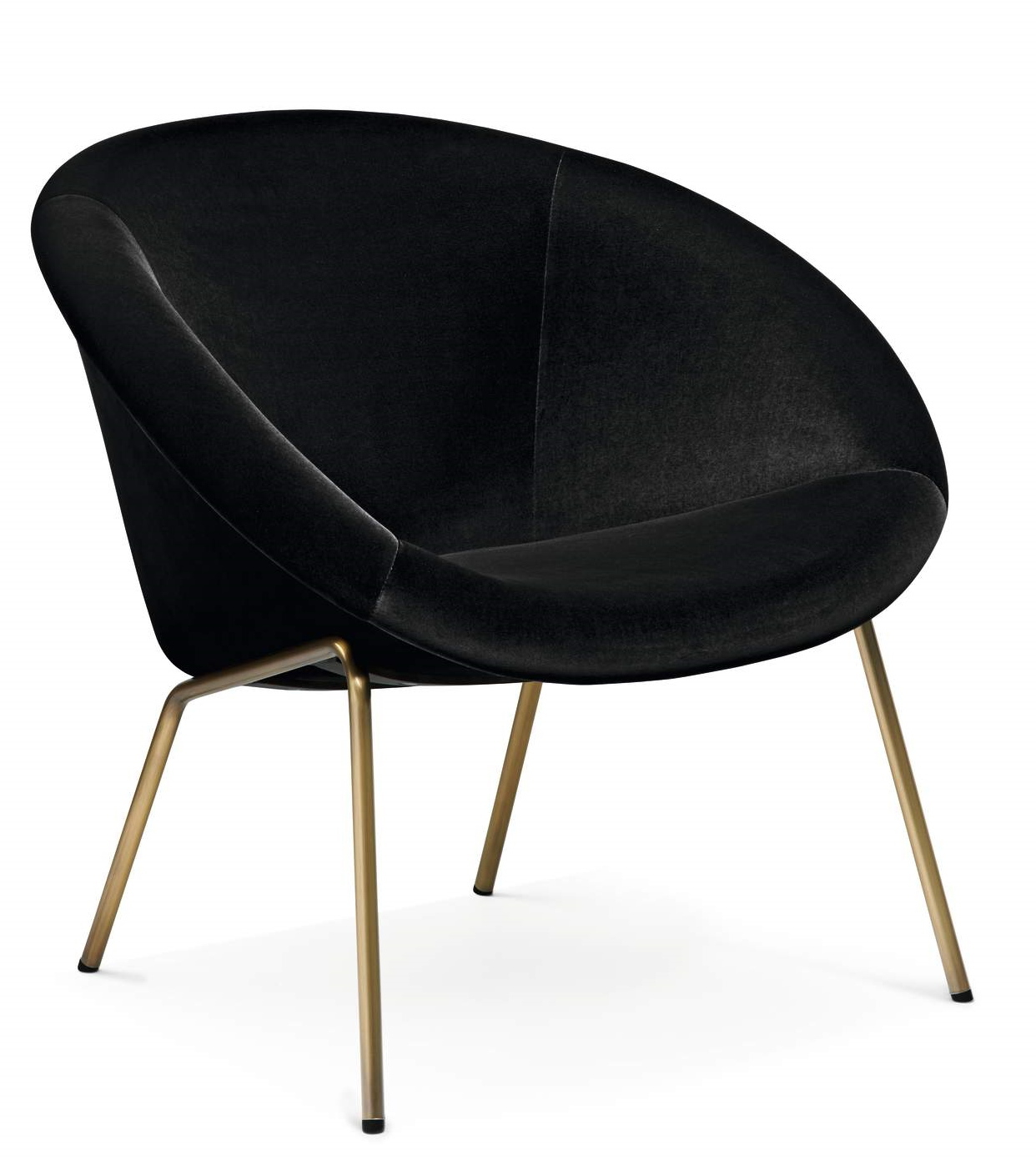 Schwarzer Walter Knoll Sessel 369 mit Samtbezug und goldenem Metallgestell, moderner Lounge Sessel.
