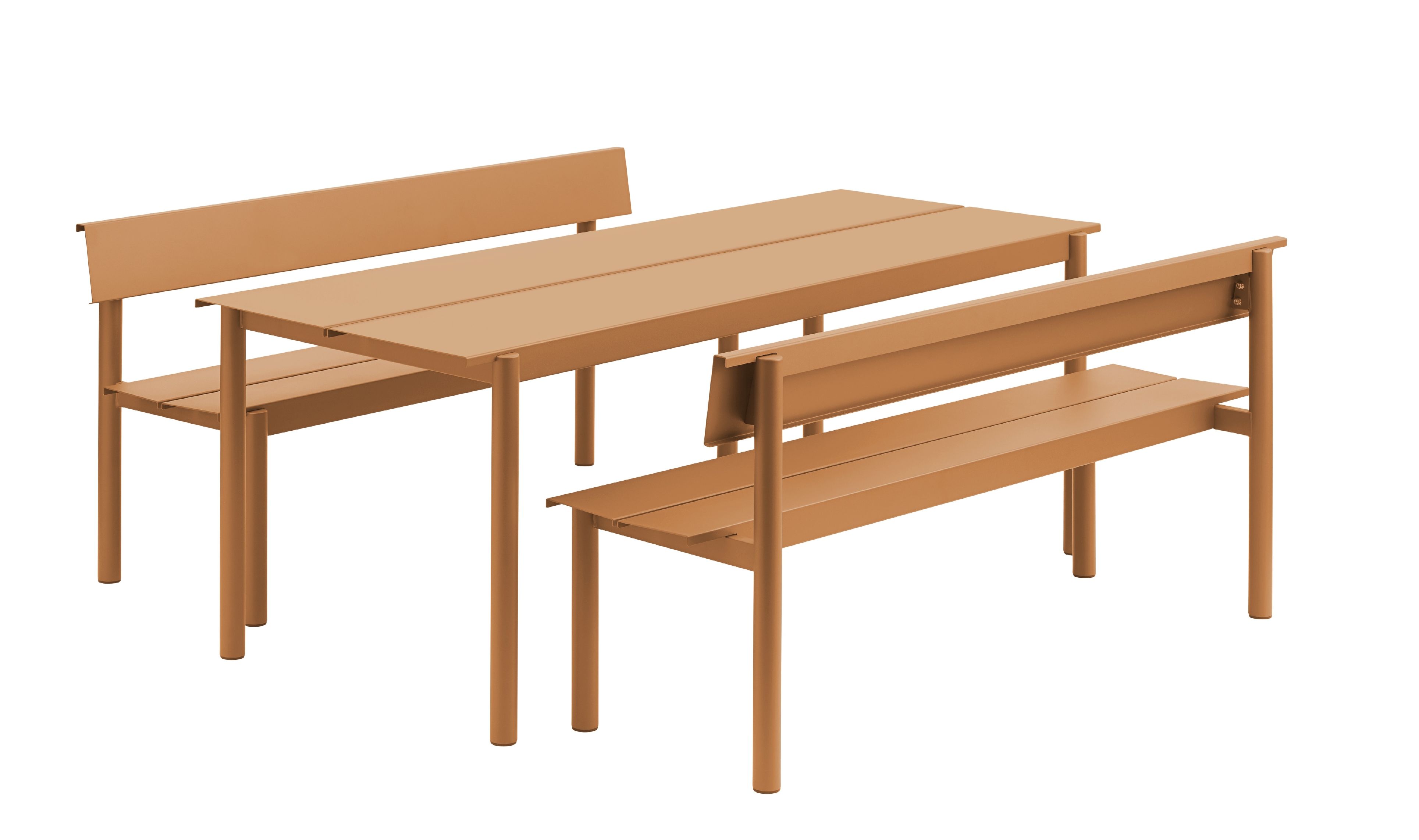 Linear Steel Bench: buitenbank met rugleuning 170 x 34 cm Muuto