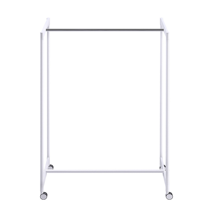 Weißer Meeting Kleiderbügelständer von Rexite mit Rollen, ideal für Büro und Konferenzräume.