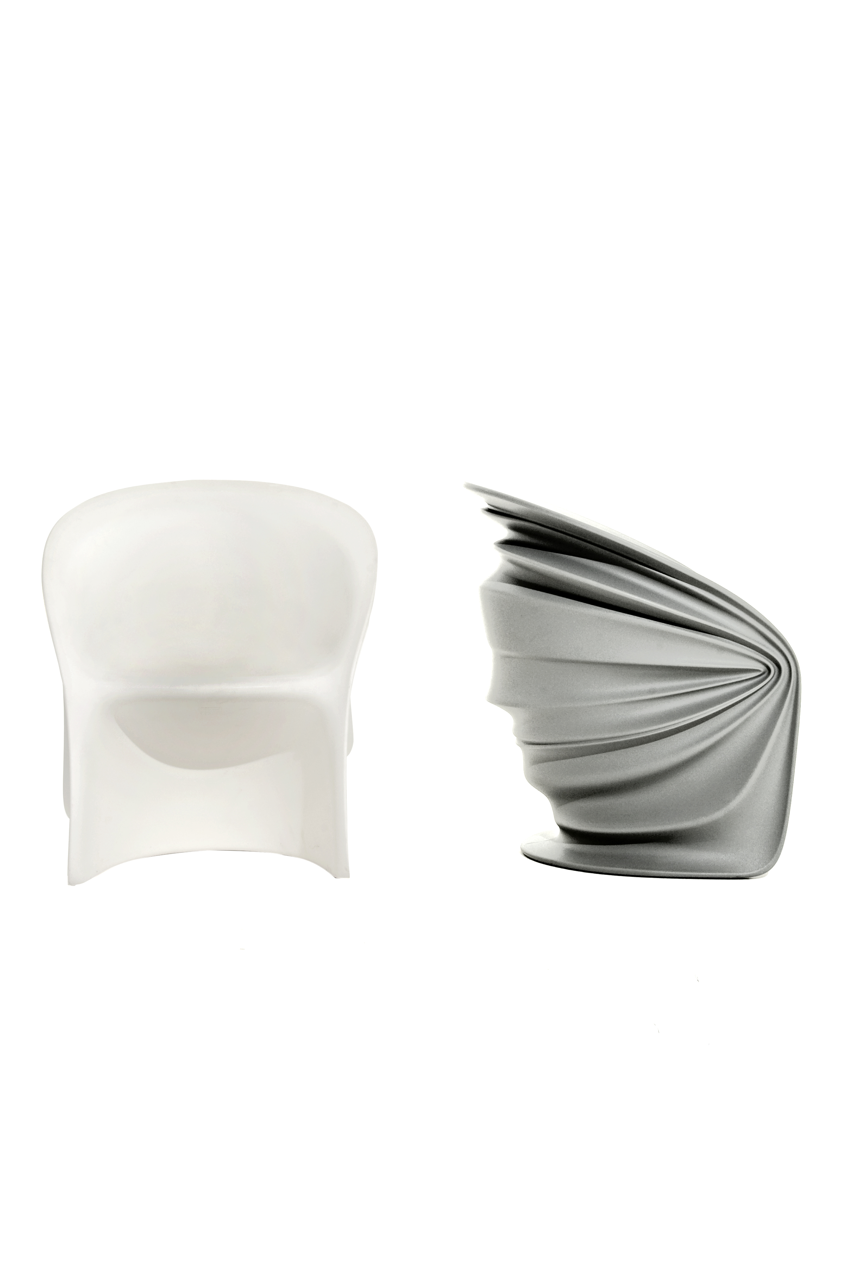 Modesty Veiled Sessel von Driade, Ansichten von vorne und von der Seite, Designermöbel.