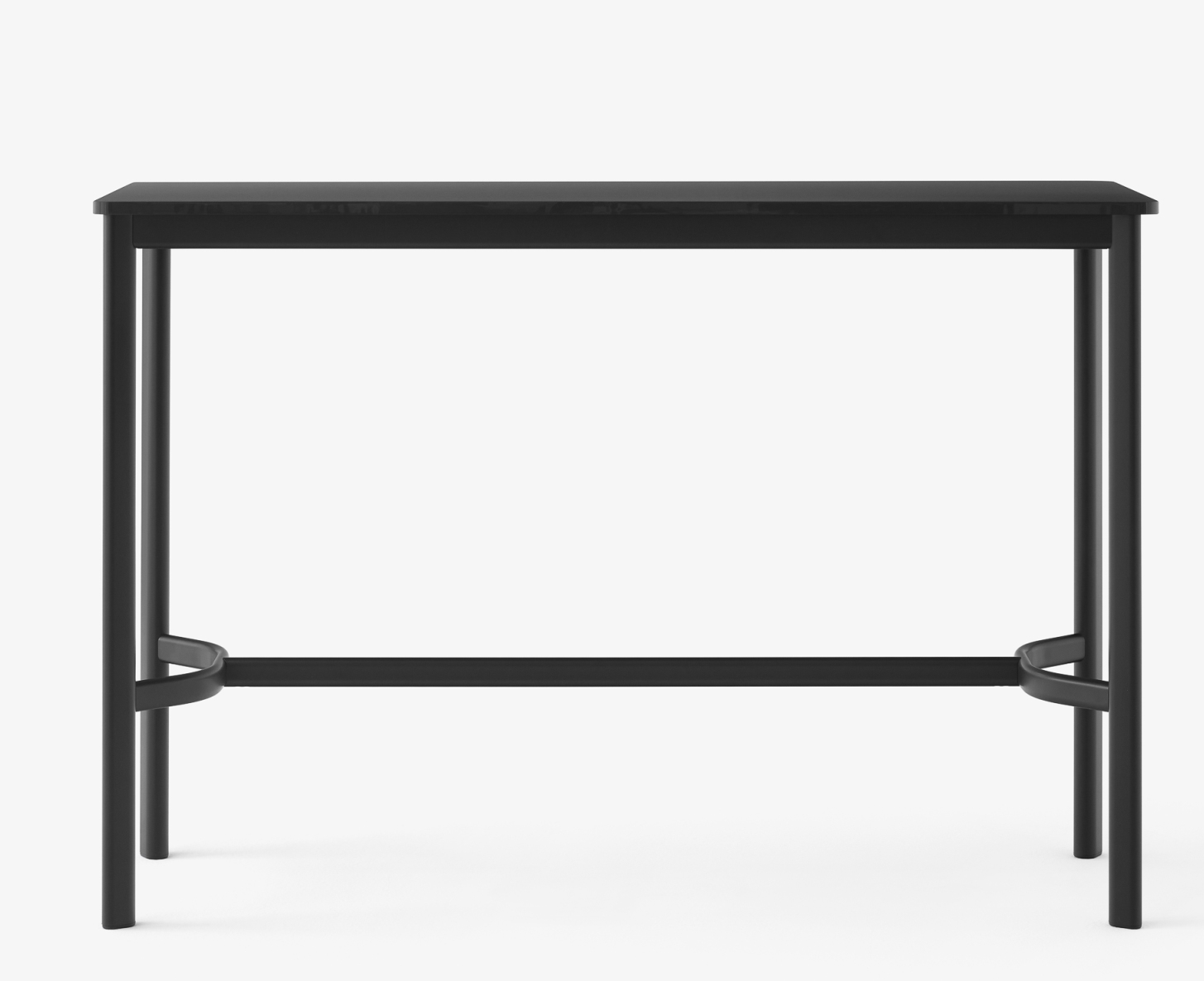 AndTradition Drip High Table, schwarzer Stehtisch mit Fußstütze für Küche oder Bar.