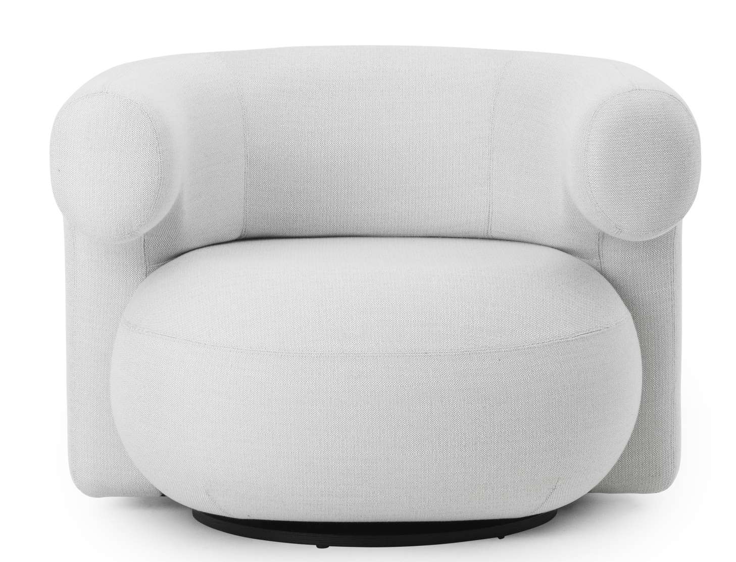 Weißer Burra Lounge Chair Sessel von Normann Copenhagen mit Drehfunktion für den Außenbereich.