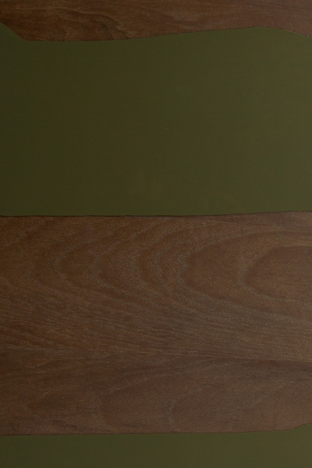 Detailaufnahme des Ethnicraft Second Nature Tray Tablett, rund, Holz und grüne Farbe.