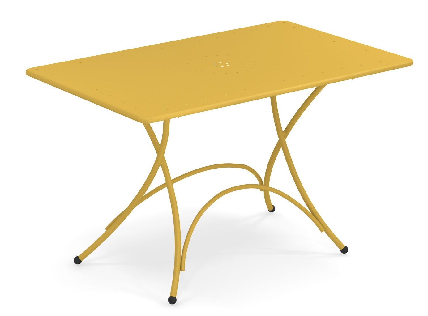 Gelber Pigalle Klapptisch von Emu für den Garten oder Balkon, Outdoor-Möbel im modernen Design.