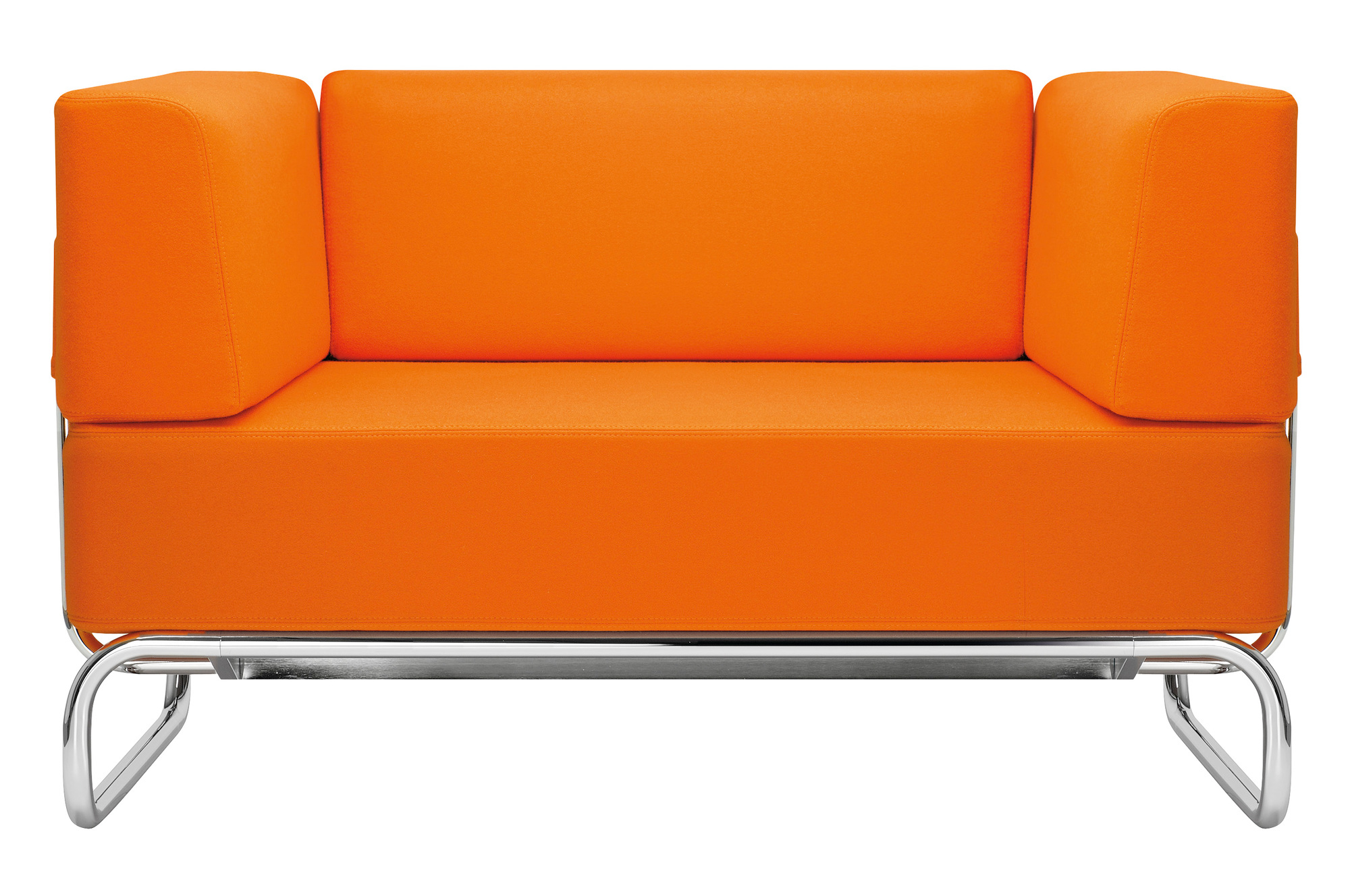 Orangefarbener Sessel S 5001 von Thonet mit verchromtem Stahlrohrgestell, moderne Sitzmöbel für Wohnzimmer und Büro.