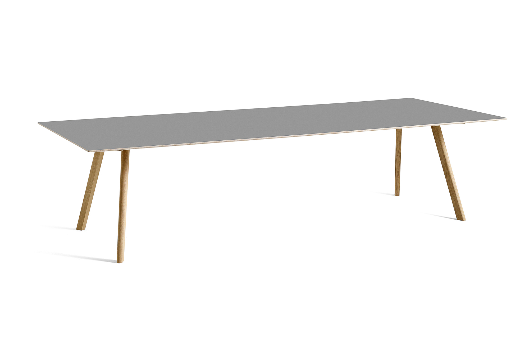 Copenhague CPH 30 Tisch von Hay, 300x120 cm, graue Tischplatte, Holzbeine.