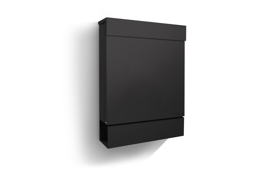 Schwarzer Letterman Briefkasten mit Radius, moderne Postkasten-Lösung für Hauswand, sichere Postaufbewahrung.