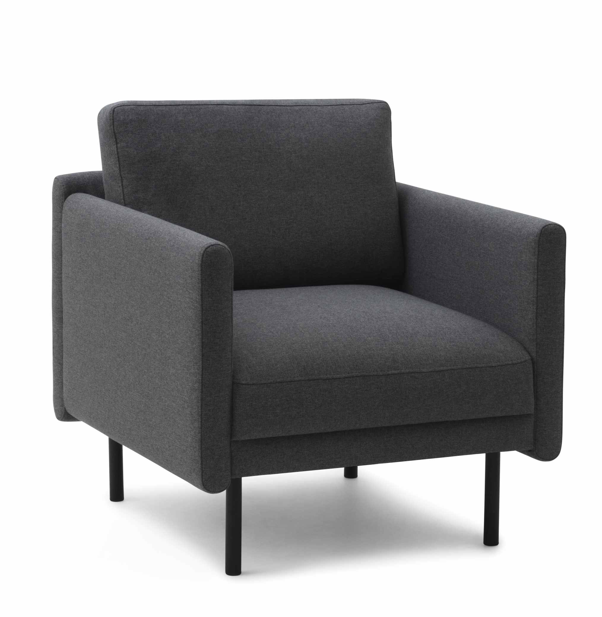 Grauer Rar Lounge Chair Sessel von Normann Copenhagen mit schwarzen Beinen, moderne Wohnzimmermöbel.