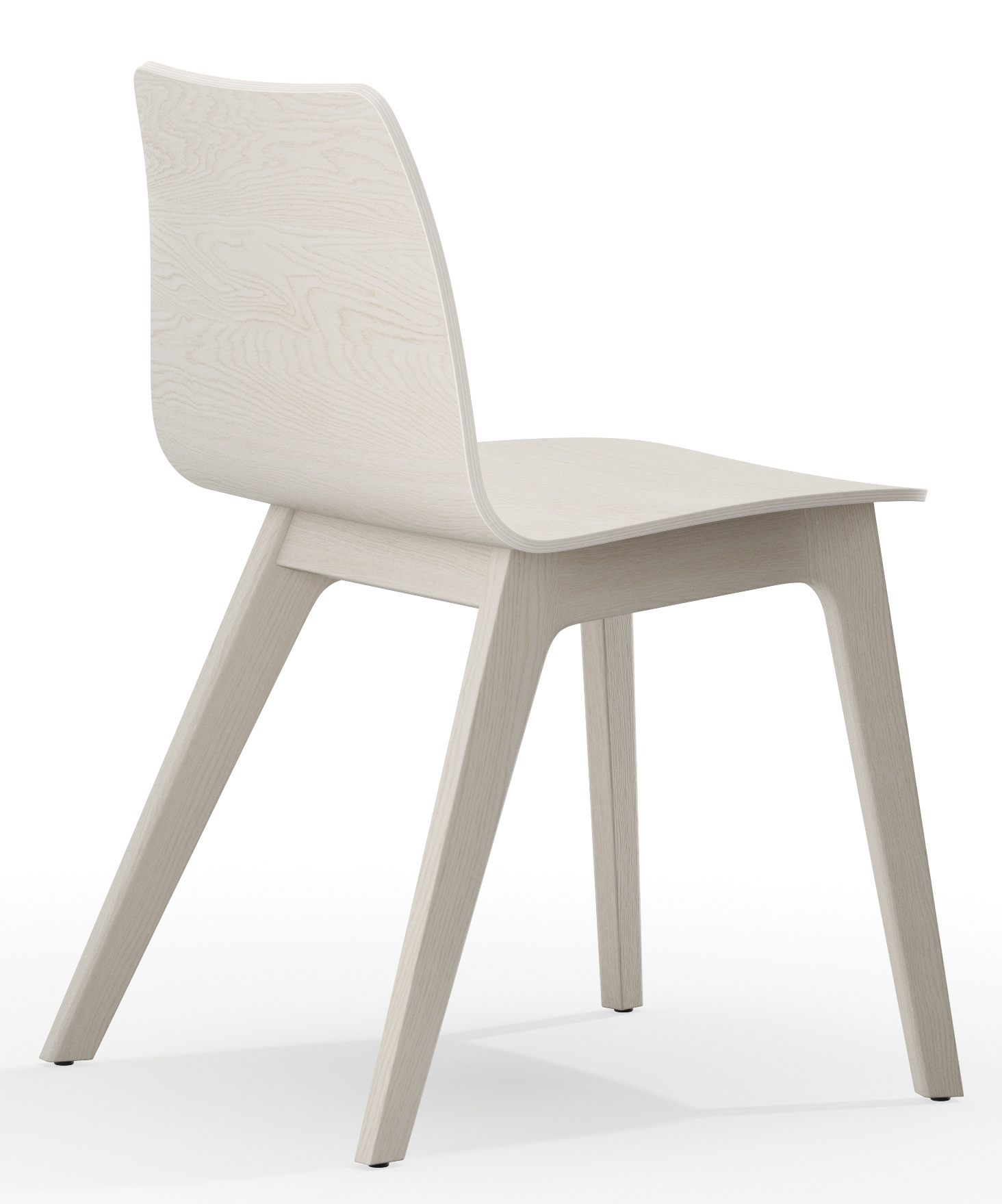 Morph Plus Holzstuhl von Zeitraum, Ansicht von hinten, helles Holz, modernes Design für Esszimmer und Wohnbereich.