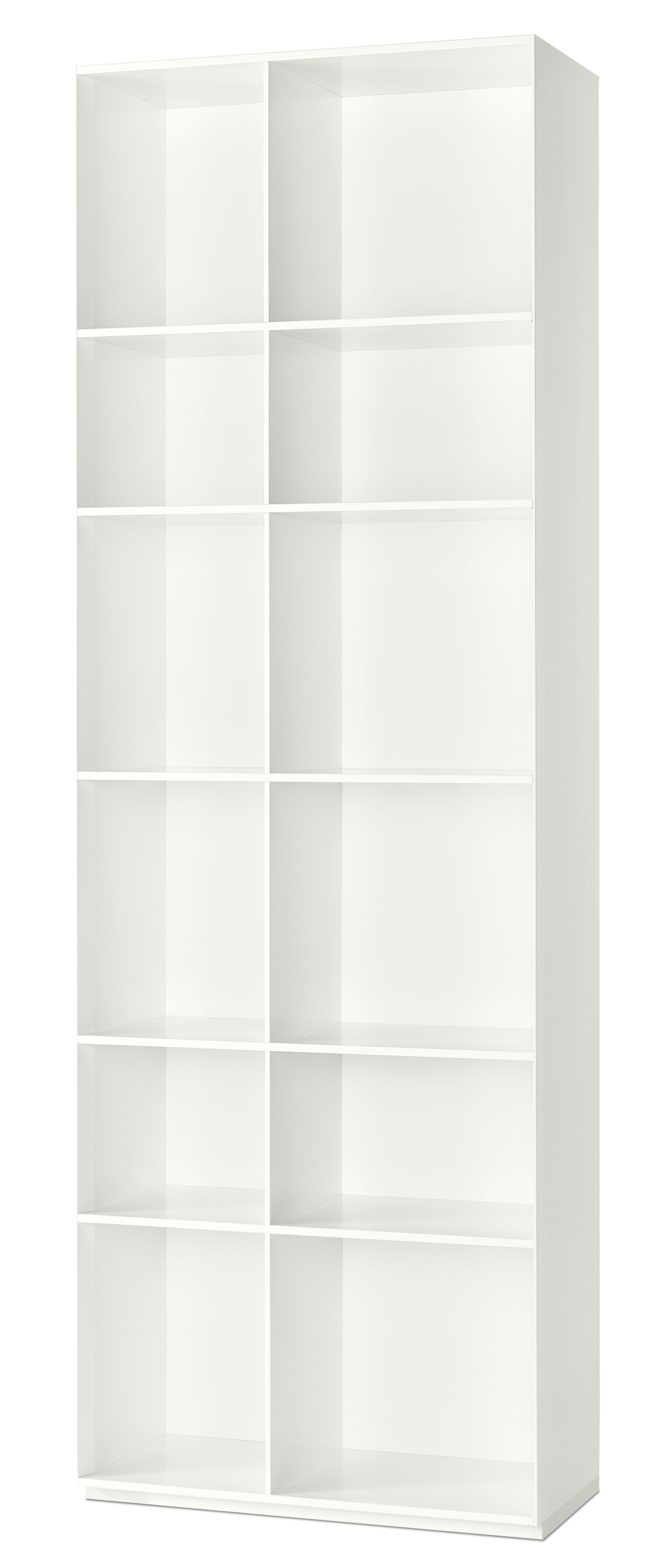 Weißes Nex Pur Regal von Piure mit offenen Fächern, modernes Bücherregal für Wohnzimmer und Büro.