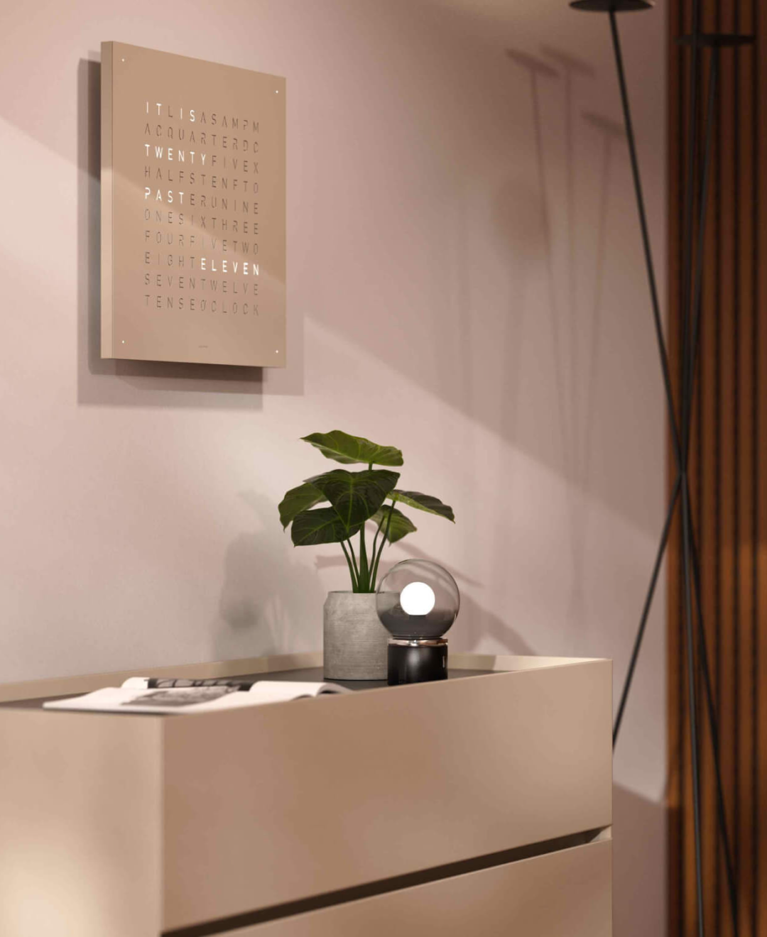 Earth 45 Steel Series Wandklok / Tijdsobject Duits QLOCKTWO