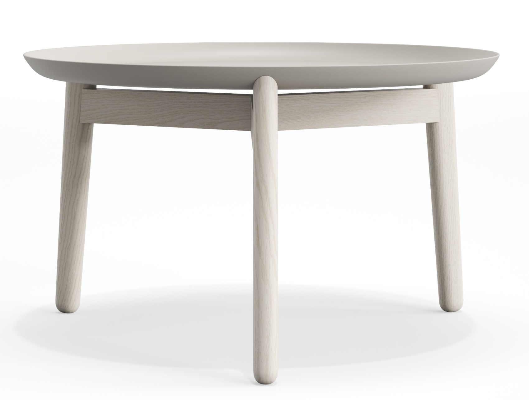 Plaisir Beistelltisch von Zeitraum, H 32 cm, Aluminium Tischplatte und helle Holzbeine, modernes Design.