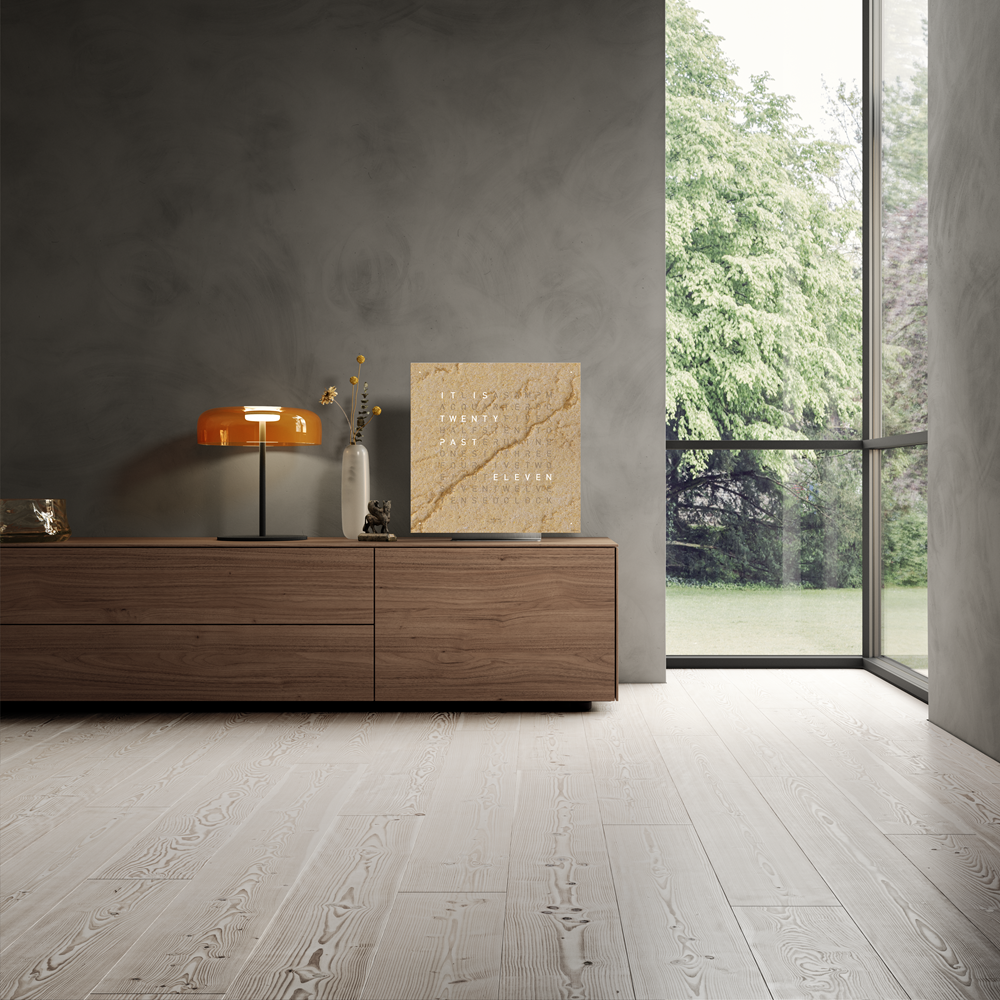 Earth 45 Creator's Edition wandklok / Tijdsobject Engels QLOCKTWO