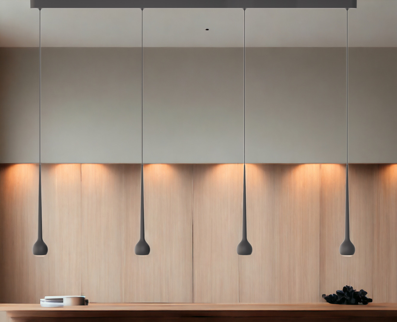 Graue Falling Sun Pendelleuchte: Moderne Hängelampe für stilvolle Beleuchtung im Esszimmer oder Wohnzimmer.