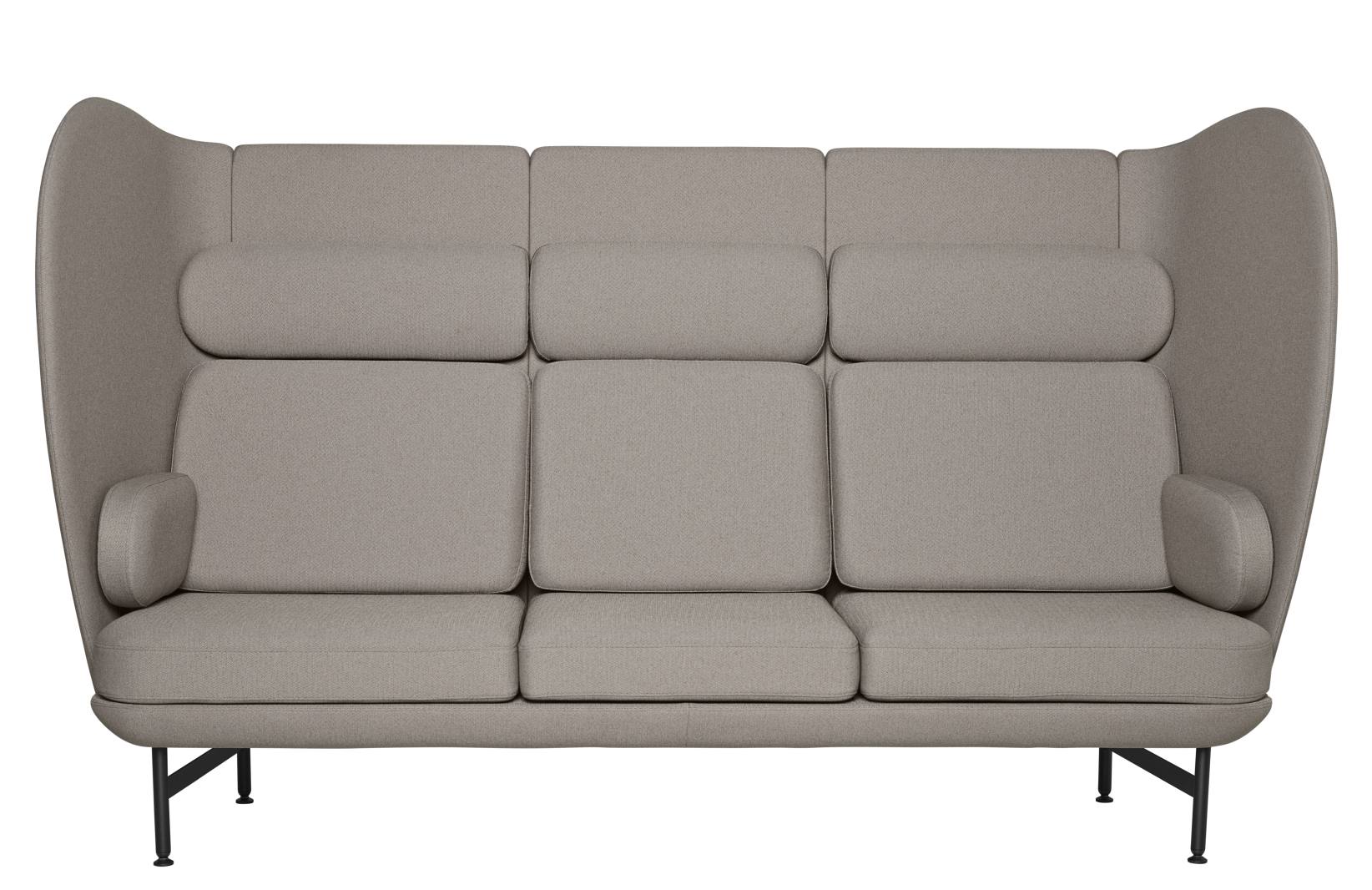 Fritz Hansen Plenum Sofa, 3-Sitzer, Stoffbezug in Grau, modernes Design für Büro und Wohnbereich.