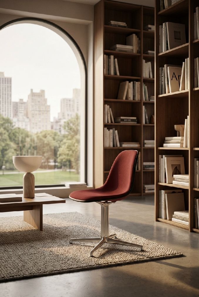 Eames Plastic Side Chair DSL RE stoel, volledig gestoffeerd, Vitra