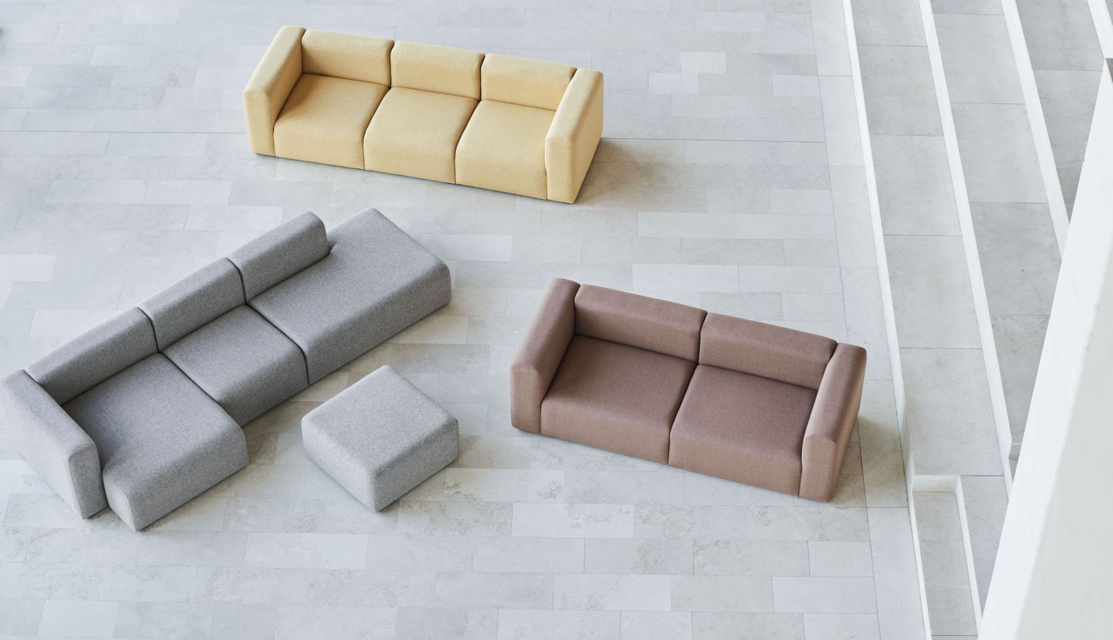 Mags Ottoman in Linara 440 Stoff, ein moderner Hocker für Wohnzimmer und Lounge.