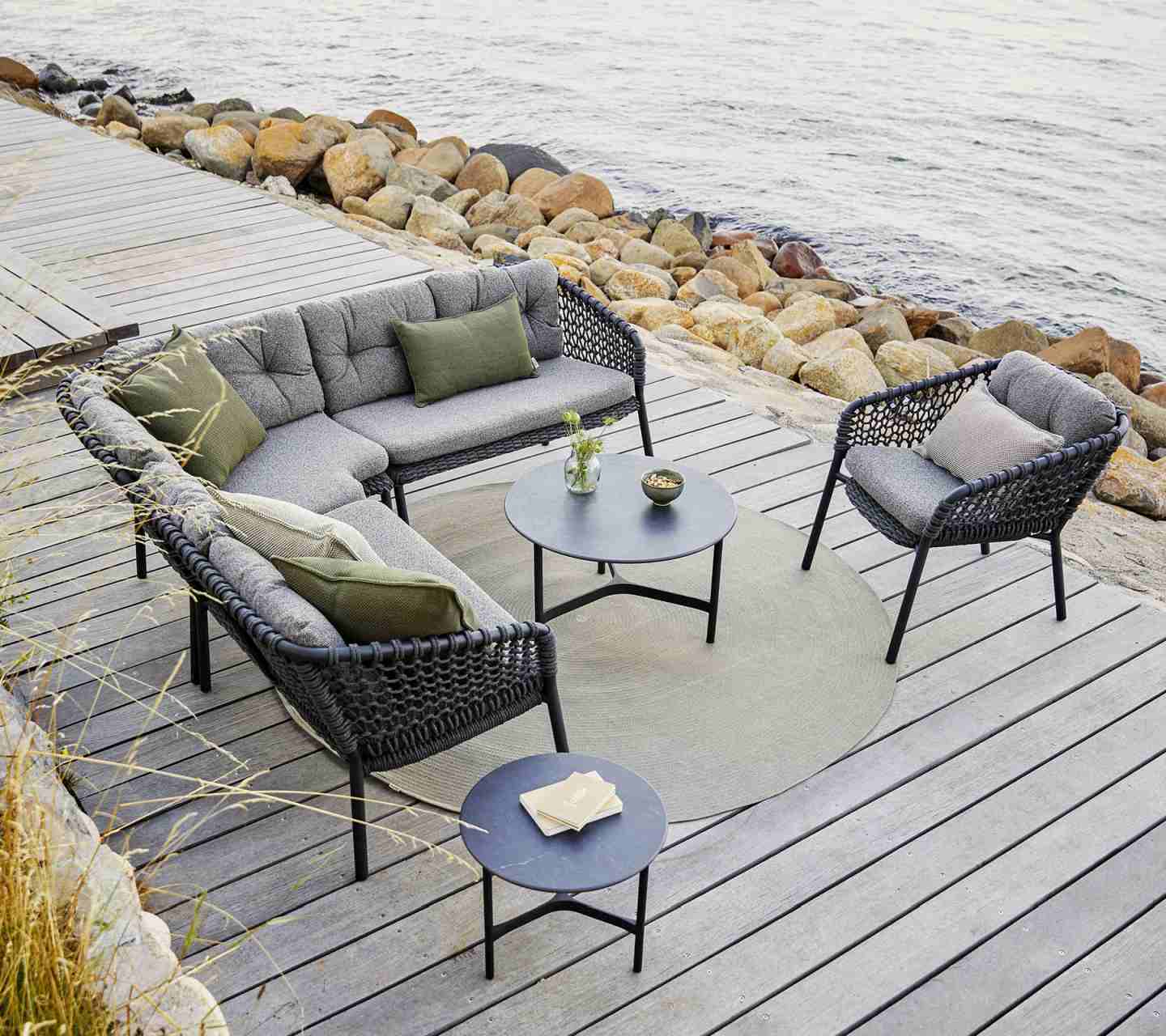 Ocean 2-zits bankmodule links, buitenbank van Cane-Line 