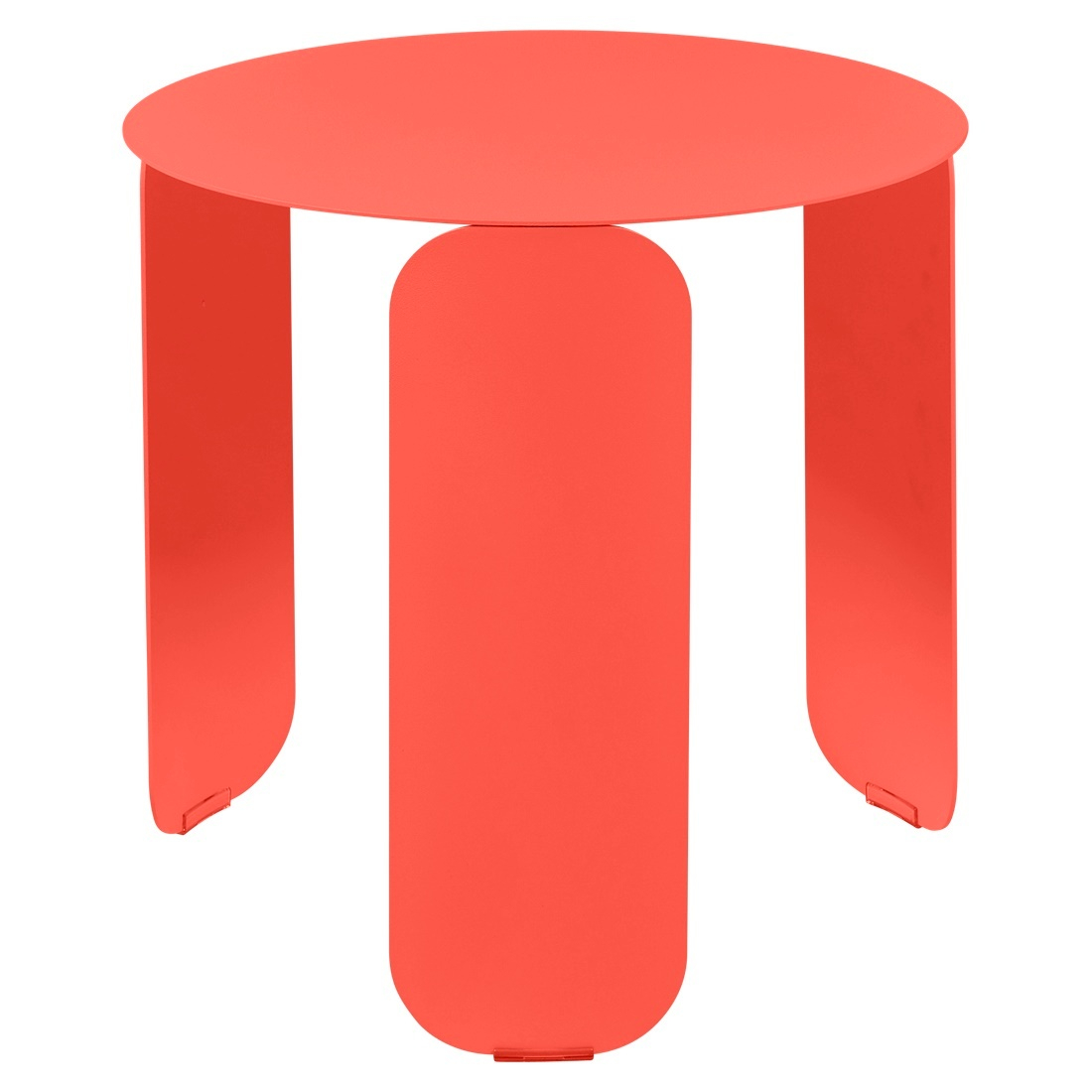 Roter Bebop Beistelltisch von Fermob für den Außenbereich, moderner Gartentisch aus Metall.