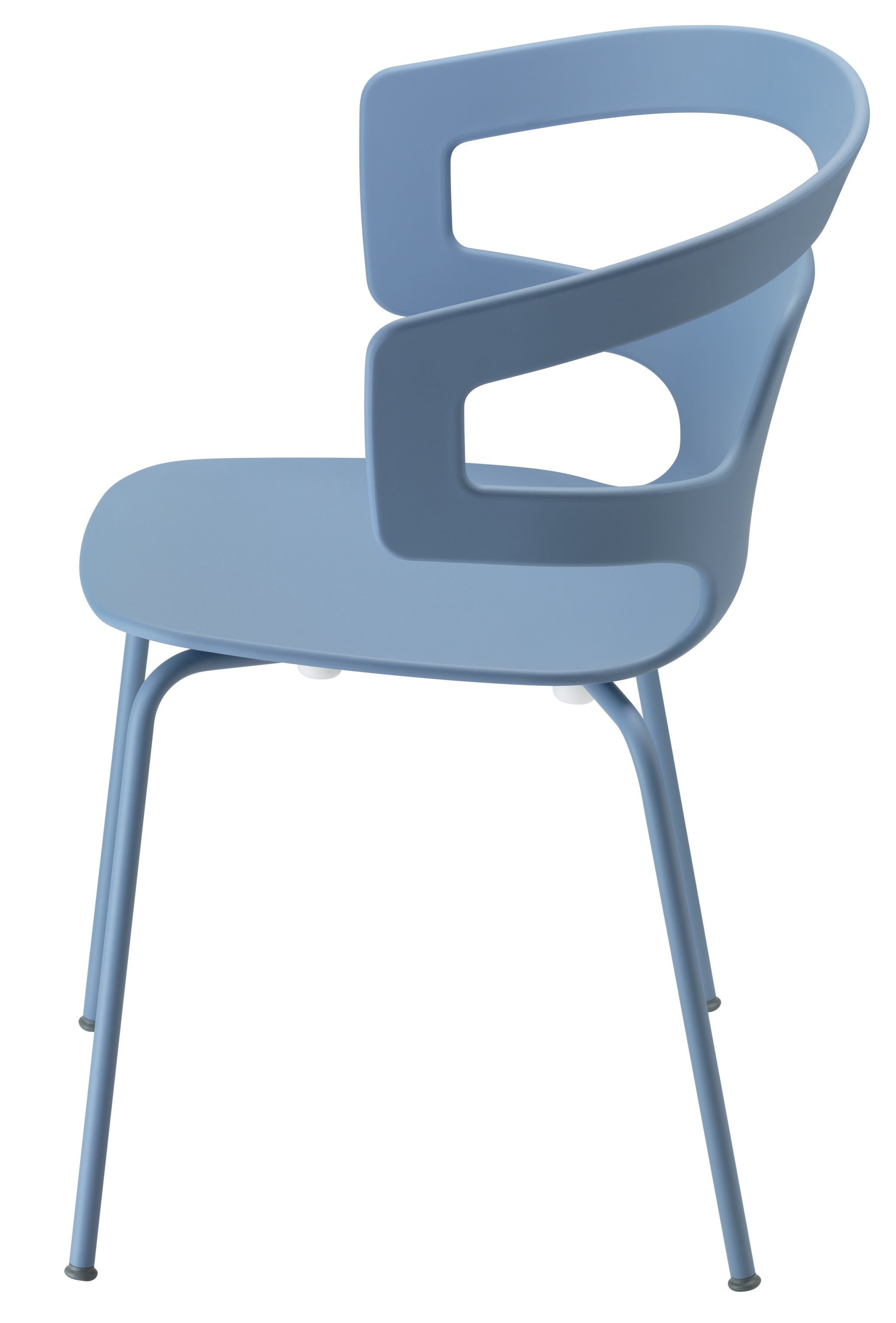 Segesta Chair 500 Stuhl Alias in blau, moderner Designstuhl mit Stahlbeinen für Esszimmer und Büro.