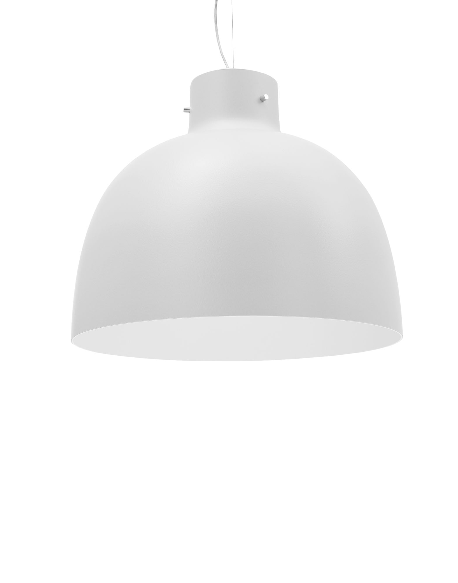 Weiße Bellissima Pendelleuchte von Kartell, moderne Hängelampe für Wohnzimmer und Esszimmer.