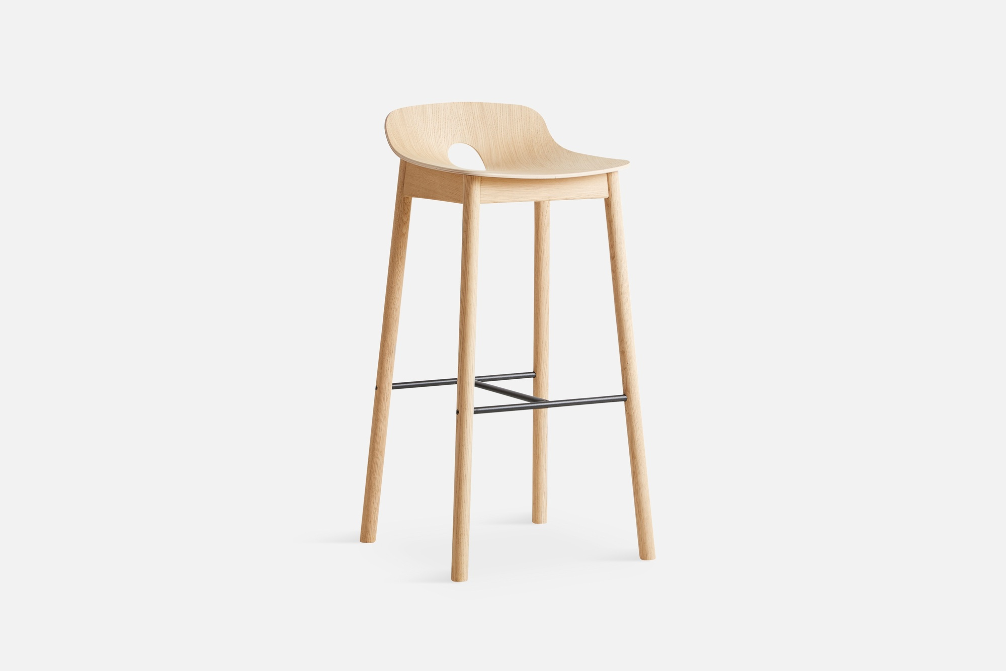 Mono Barhocker aus pigmentierter Eiche von Woud, skandinavisches Design für Küche und Bar.