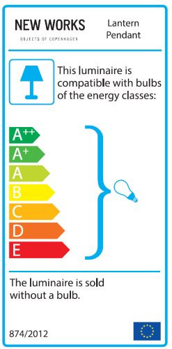 Energieeffizienzlabel für New Works Lantern Pendant Pendelleuchte, kompatibel mit Leuchtmitteln der Energieklassen A++ bis E.