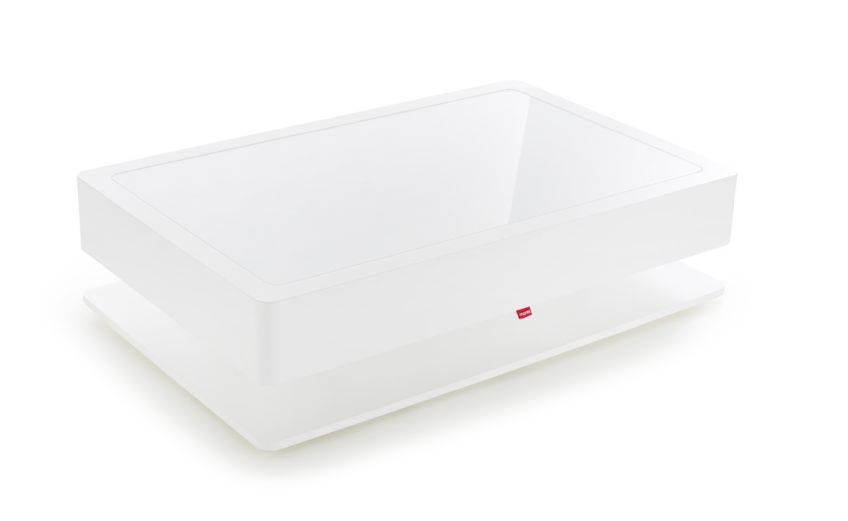 Weißer Ora Home Couchtisch mit Stauraum, rechteckig und modern, für Wohnzimmer.