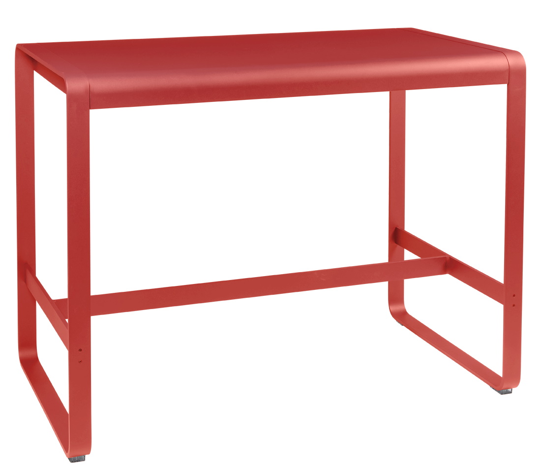 Roter Bellevie Stehtisch von Fermob für den Außenbereich, moderner Gartentisch aus pulverbeschichtetem Aluminium.