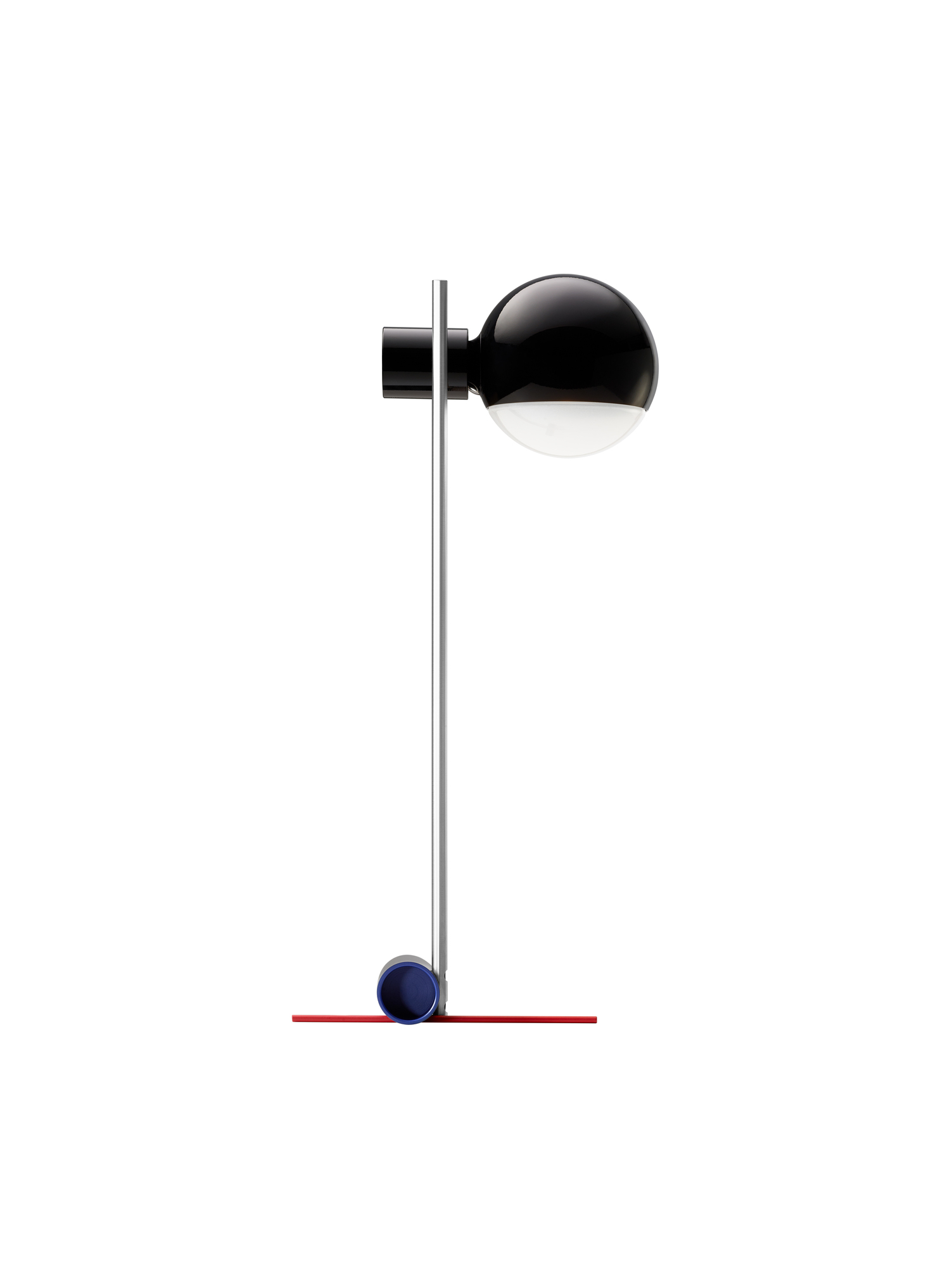 L25 Tischleuchte: Schwarze, glänzende LED Lampe von Tecta mit minimalistischem Design.
