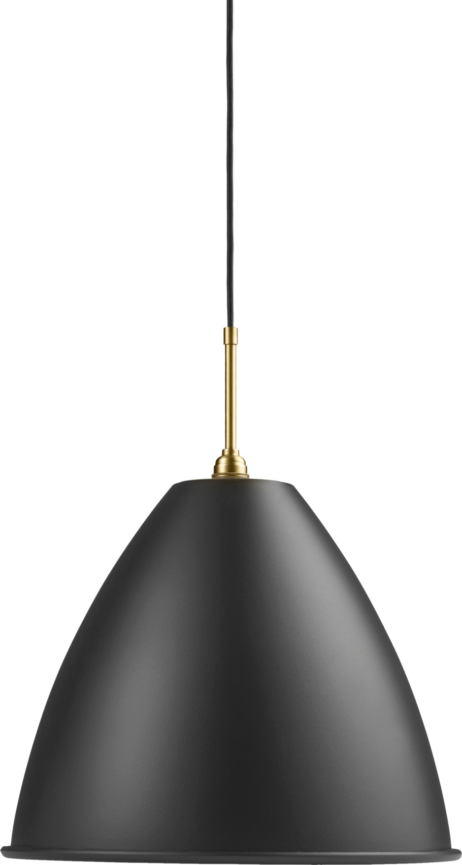 Bestlite BL9 Pendelleuchte in Schwarz und Messing von Gubi, moderne Hängelampe für Wohnräume.