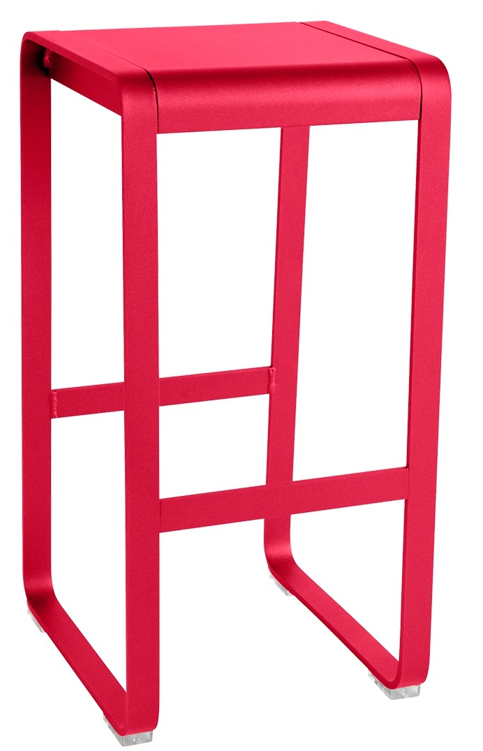 Roter Bellevie Barhocker von Fermob für den Außenbereich, modernes Design, Aluminium, Gartenmöbel.