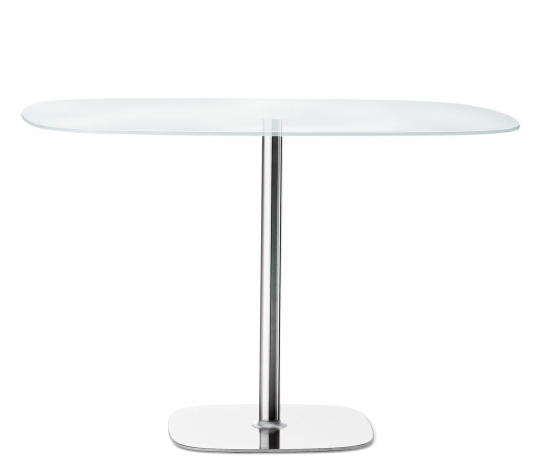 Lox Table von Walter Knoll mit Glasplatte und verchromtem Stahlfuß. Moderner Tisch.