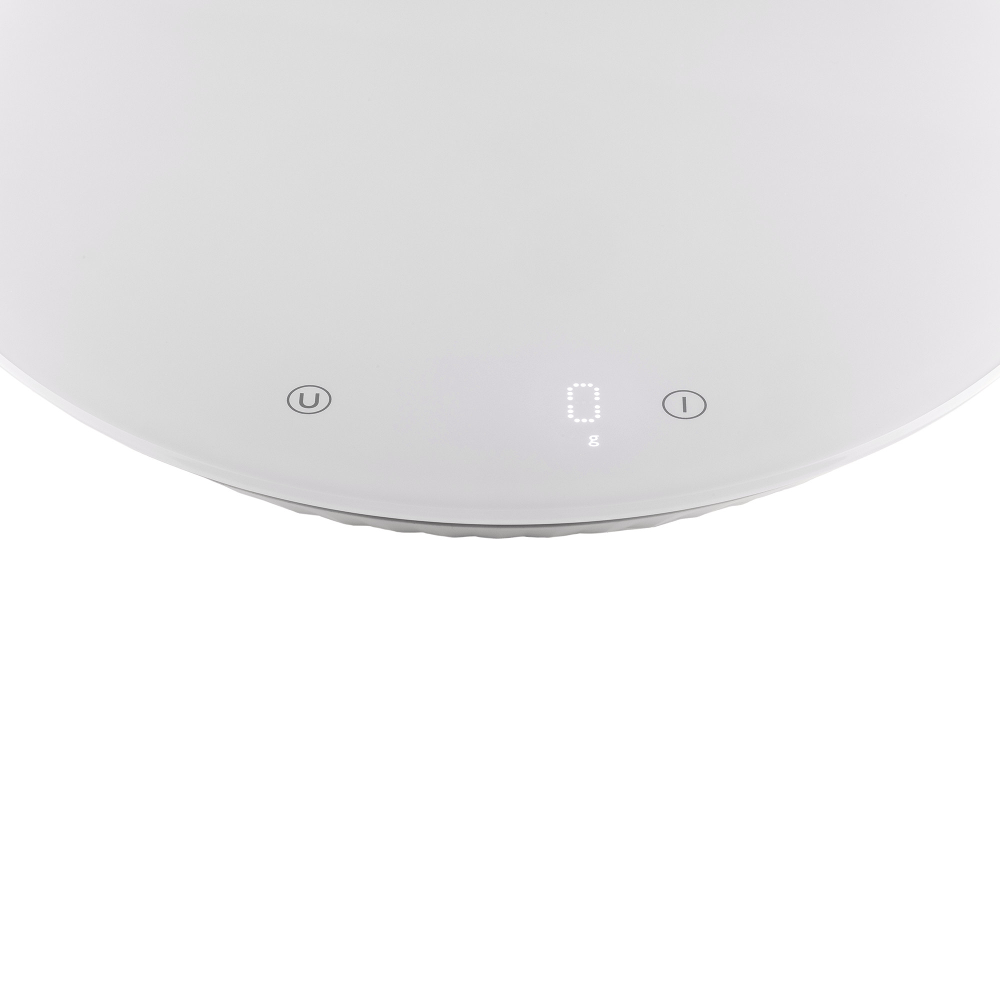 Weiße Alessi Küchenwaage mit digitaler Anzeige. Ideal zum Abwiegen von Zutaten beim Kochen und Backen.