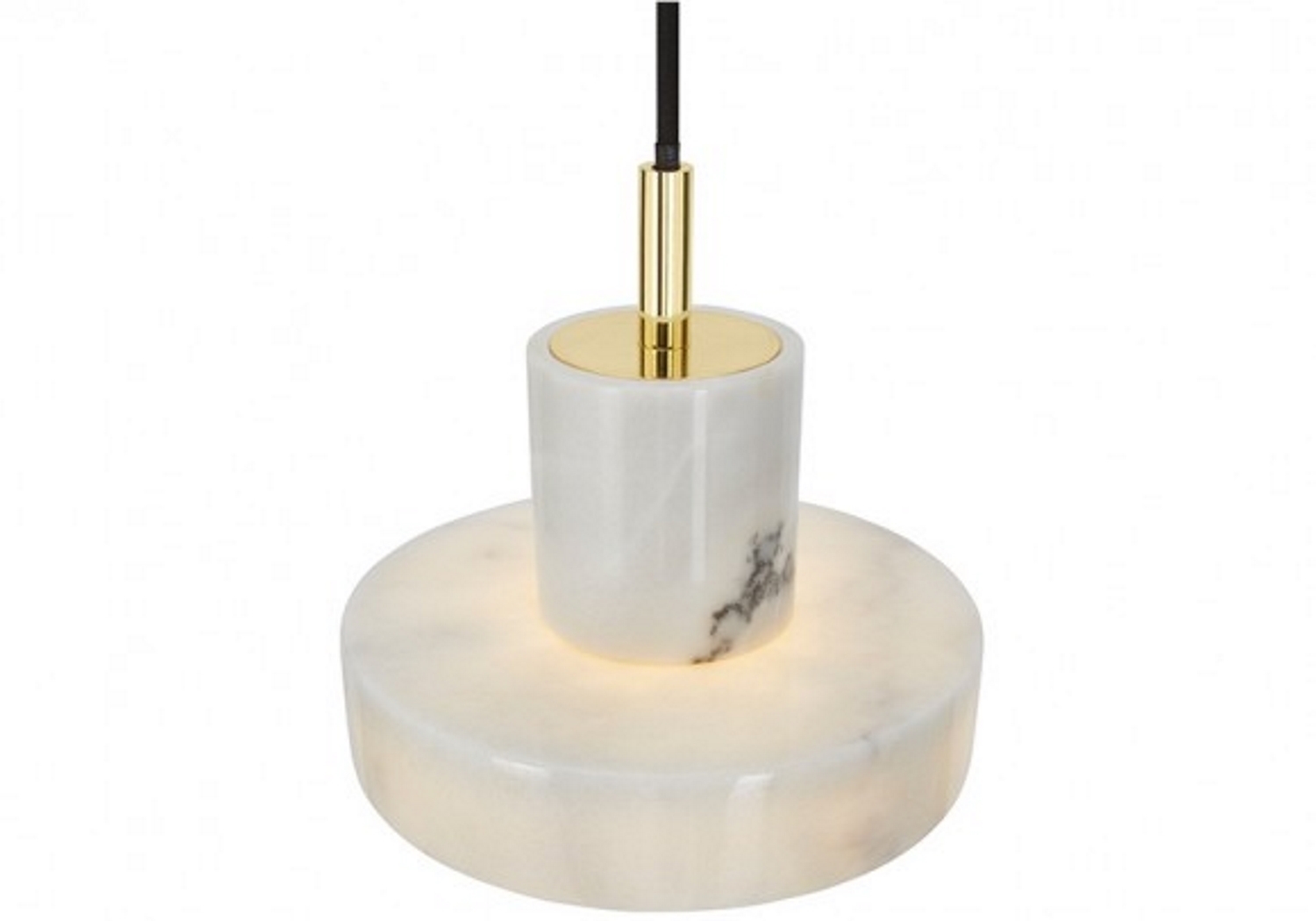 Stone LED Pendelleuchte von Tom Dixon aus weißem Marmor mit goldenen Akzenten. Moderne Hängelampe.