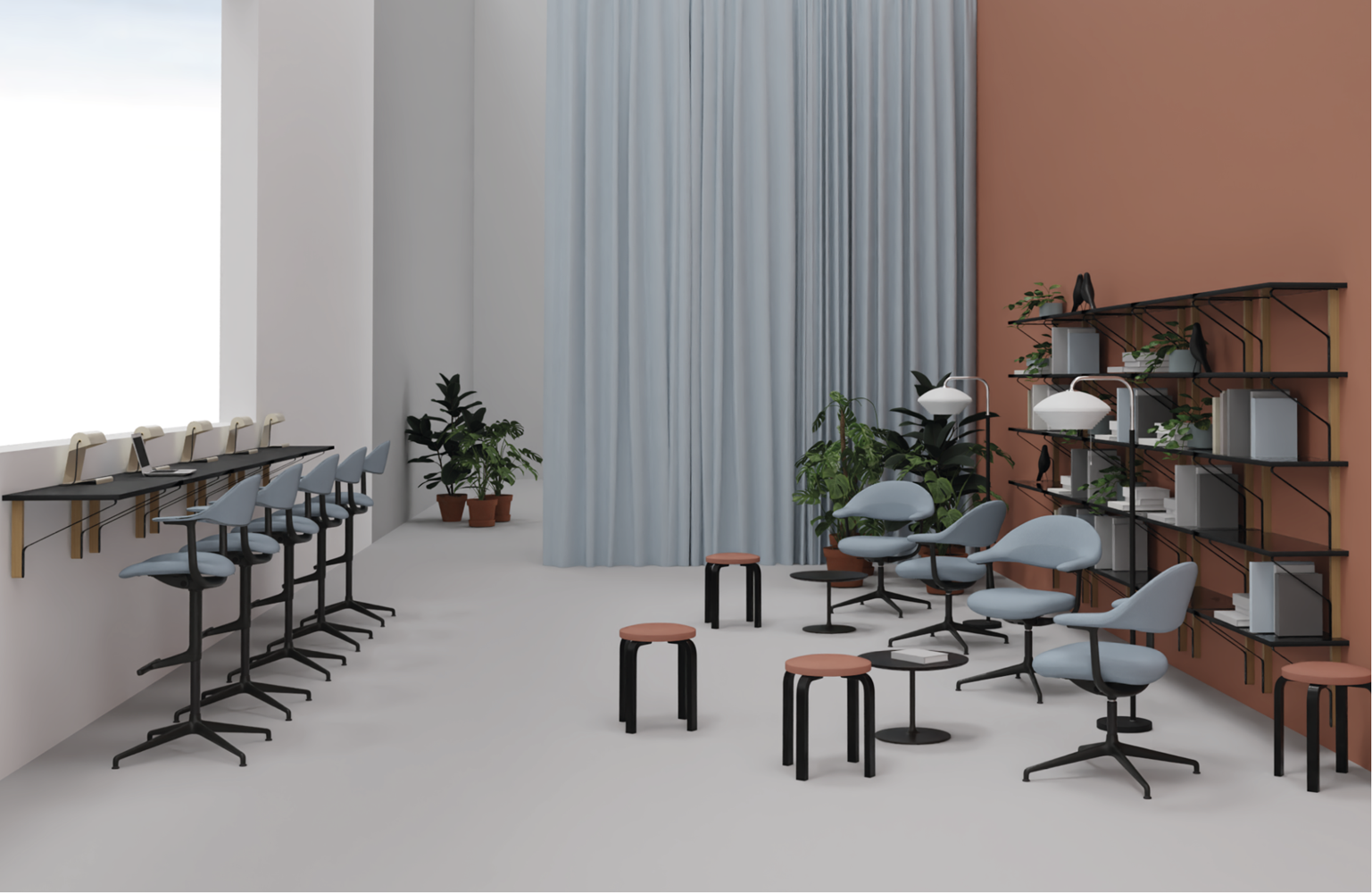 Mynt High draaistoel zitting/rugleuning van kunststof Vitra