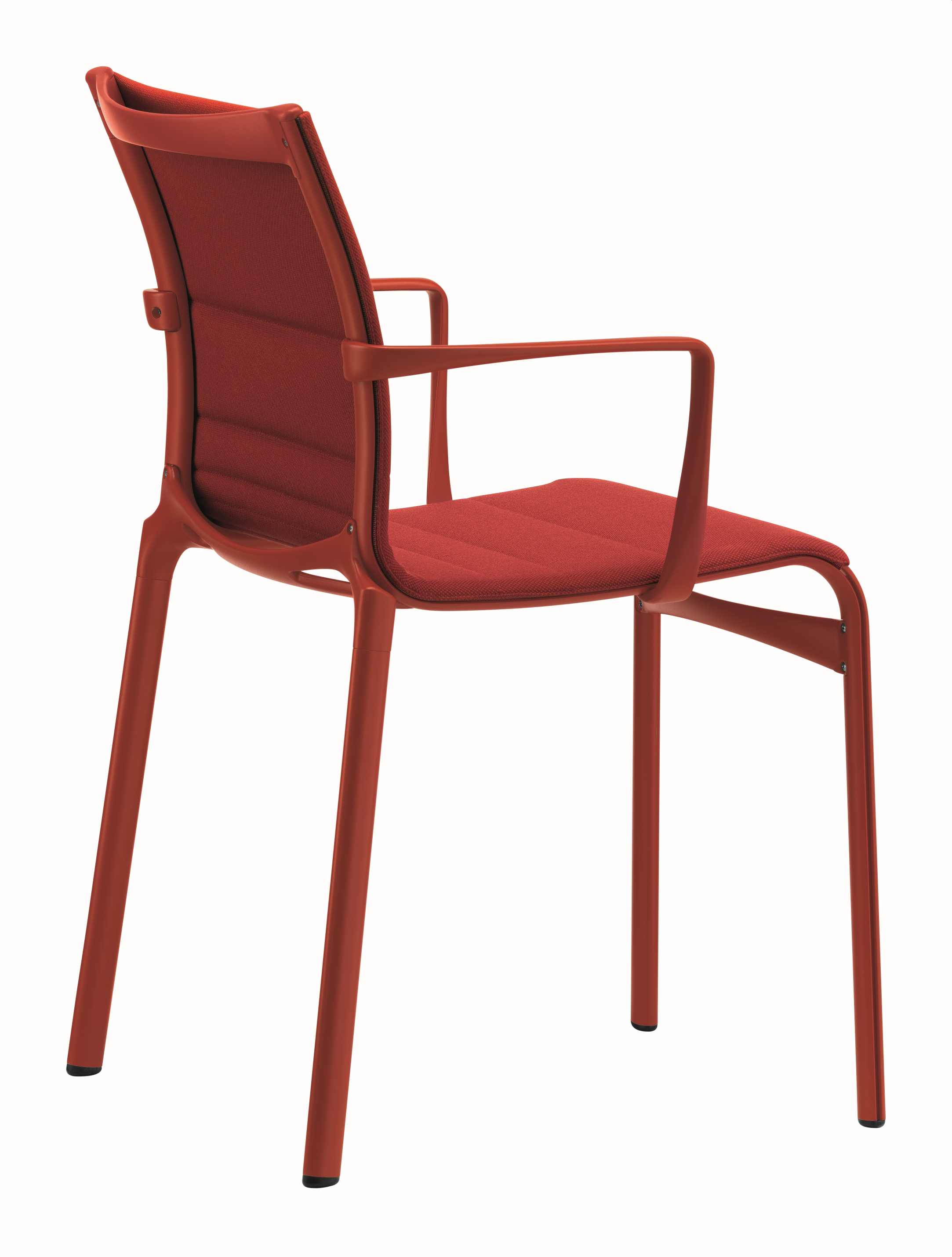 Bigframe Stuhl in Rot, Ansicht von hinten, moderner Bürostuhl mit Armlehnen und Stoffbezug.