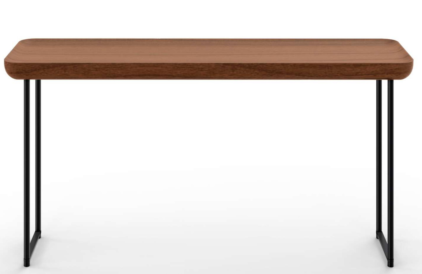 Cassina 381 Torei Tisch mit rechteckiger Holzplatte und schwarzen Metallbeinen, modernes Design.