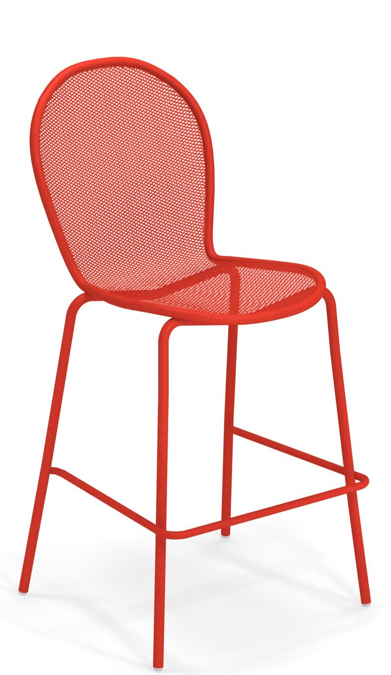Roter Ronda Barstool Barhocker von Emu aus pulverbeschichtetem Stahlgeflecht für den Außenbereich.