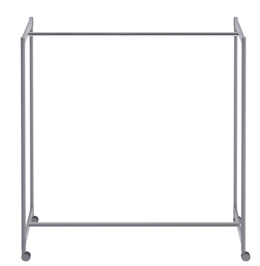 Grauer Meeting Kleiderbügelständer von Rexite mit Rollen, ideal für Büro und Konferenzräume.